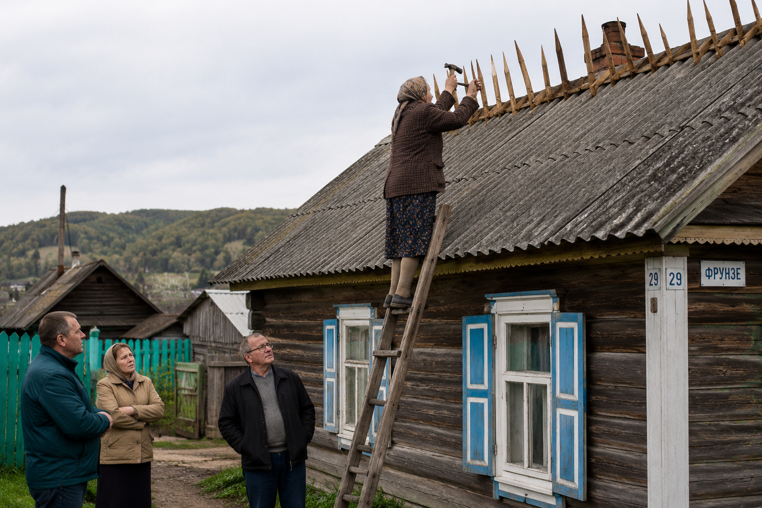 Острые палки на крыше
